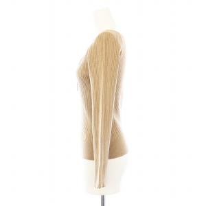 BURBERRY LONDON リブニット ゲーブル 長袖 刺繍 リボン ウール 1 S ベージュ