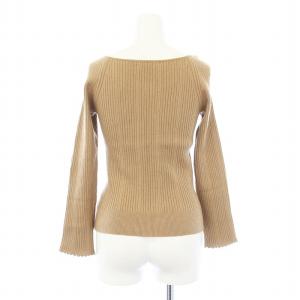 BURBERRY LONDON リブニット ゲーブル 長袖 刺繍 リボン ウール 1 S ベージュ