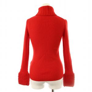 BURBERRY BLACK LABEL リブニット カットソー オフタートル 長袖 38 赤 レッド