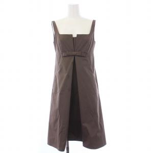 ミリードレス ノースリーブワンピース ひざ丈 リボン 38 S 茶 ブラウン 26230 /KH