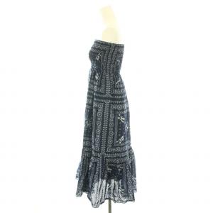 HYSTERIC GLAMOUR ワンピース ベアトップ ひざ丈 総柄 絹 シルク混 FREE 紺 ネイビー 白 ホワイト /YT