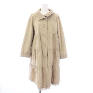 スタンドカラーコート アウター ロング 刺繍 40 L ベージュ /KH