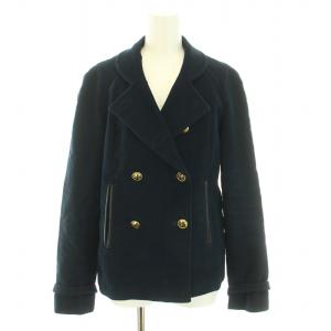 テーラードジャケット ダブル アウター スエード 金ボタン 4 S 紺 ネイビー /YT