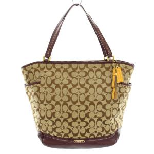 ハンドバッグ トートバッグ シグネチャー キャンバス レザー ベージュ ボルドー F23295