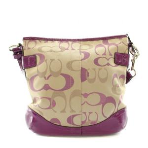 COACH ショルダーバッグ シグネチャー キャンバス レザー ベージュ 紫 パープル F20502 /YT