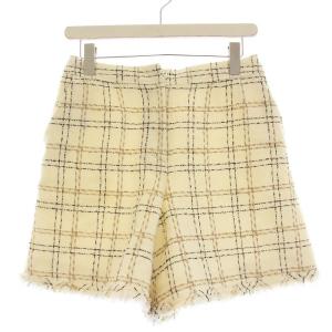ショートパンツ ハーフパンツ ツイード ジップフライ カットオフ ウール 36 M アイボリー ベージュ