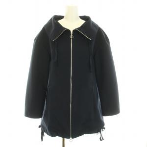 ジップアップジャケット アウター ブルゾン リボン 36 M 紺 ネイビー /YT