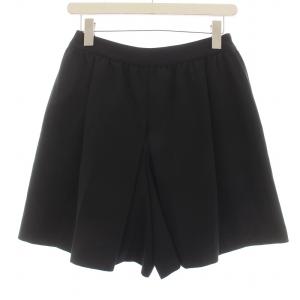 BASIC キュロット ショートパンツ タック ストレッチ 36 M 黒 ブラック