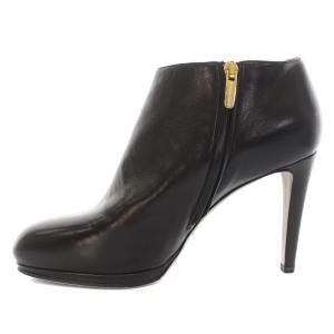 Sergio Rossi ブーティ レザー サイドジップ 38 25cm 黒 ブラック /KU