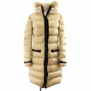ダウンコート ロング丈 フード ファー アウター 36 S ベージュ /AN19