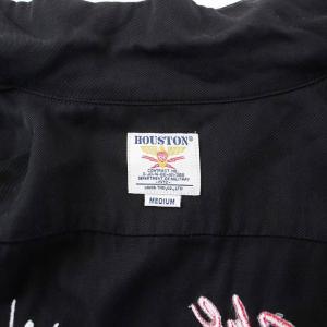 HOUSTON オープンカラーシャツ アロハシャツ 半袖 刺繍 M 黒 ブラック 40829 /KH