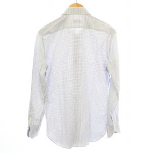 Ermenegildo Zegna シャツ 長袖 slim fit チェック M 白 ホワイト 紺 ネイビー