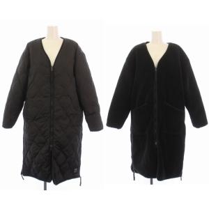 ノーリーズ NOLLEY'S リバーシブル ダウンコート ロング ボア キルティング F 黒 /BM