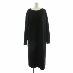 ニットワンピース ロング 長袖 切替 38 ネイビー OPWOBW0408