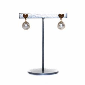 ピアス 両耳 フェイクパール ハート ゴールドカラー