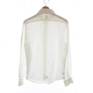 Finamore シアー シャツ ホリゾンタルカラー リネン 長袖 15.5 39 白