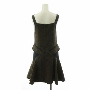 GIVENCHY ワンピース ひざ丈 ノースリーブ 切替 絹 シルク混 36 ブラウン ブラック 12A2090085