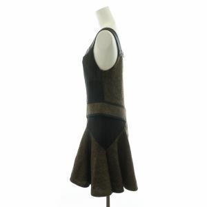 GIVENCHY ワンピース ひざ丈 ノースリーブ 切替 絹 シルク混 36 ブラウン ブラック 12A2090085