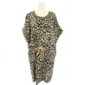 New York ワンピース シルク 半袖 ひざ丈 総柄 0 ネイビー RS12-12 /TK