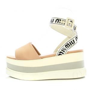 miumiu プラットフォームサンダル ロゴストラップ 厚底 36.5 ピンク