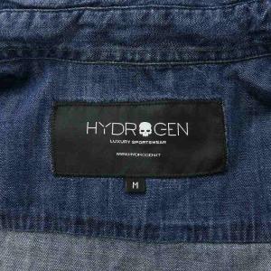 HYDROGEN デニムシャツ カジュアル 長袖 レギュラーカラー ワッペン 刺繍 M インディゴ /BB
