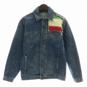 デニムジャケット Gジャン ジージャン アウター 切替 ドクロ 刺繍 S 青 ブルー /BB