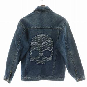 HYDROGEN デニムジャケット Gジャン ジージャン アウター 切替 ドクロ 刺繍 S 青 ブルー /BB