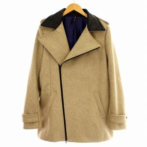 ライダースコート 牛革レザー ウール コート 3 ベージュ /G