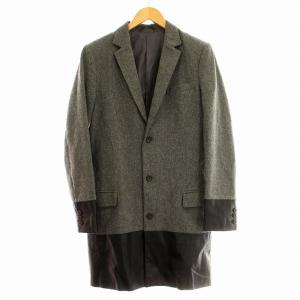 junhashimoto ジュンハシモト テーラード チェスターコート J-123 ウール 羊革 M グレー