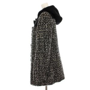 Aveniretoile S218-015 ダッフルコート ツイード トグルボタン ジップアップ 切替 ウール カシミヤ混 34