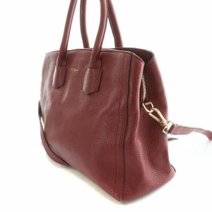 FURLA 2WAY ハンドバッグ ショルダーバッグ レザー ロゴ 赤 レッド