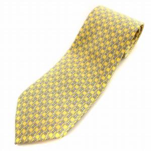 ネクタイ シルク 総柄 黄色 イエロー /G OH