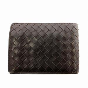 BOTTEGA VENETA イントレチャート 財布 二つ折り レザー 焦げ茶 ブラウン /G OH