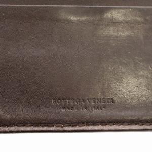 BOTTEGA VENETA イントレチャート 財布 二つ折り レザー 焦げ茶 ブラウン /G OH