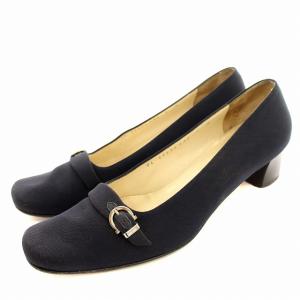 パンプス ナイロン スクエアトゥ 7 黒 ブラック /G