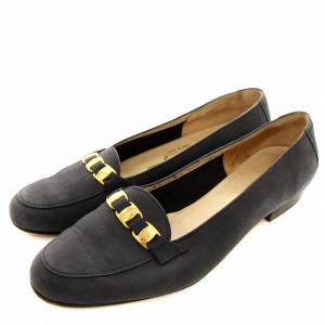 ヴァラ パンプス ローファー ヌバックレザー 7.5 ネイビー 紺 /G