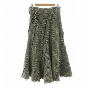 Tao フレアスカート ロング チェック 千鳥格子 M ベージュ ブラック TL-S006