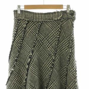 Tao フレアスカート ロング チェック 千鳥格子 M ベージュ ブラック TL-S006