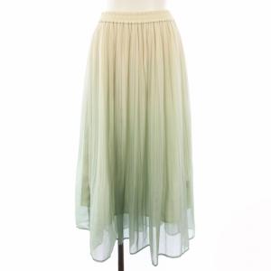 グラデーションシアープリーツスカート ロング シフォン FR グリーン アイボリー 125-1120013