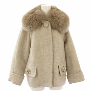 シャギーステンジャケット ショートコート ビジュー アウター 36 ベージュ 14401148