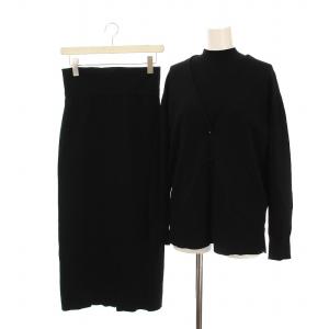 セットアップ 上下 アンサンブル ニット 3点セット タイトスカート ロング 4 6 黒 /YM