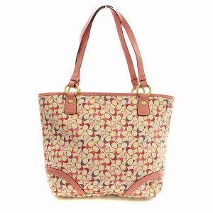 COACH トートバッグ F18426 シグネチャー ショルダー PVC ピンク 白