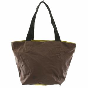 Hervé Chapelier トートバッグ ハンドバッグ 舟型 ナイロン 茶 ブラウン 黄緑 イエローグリーン 913N /YT