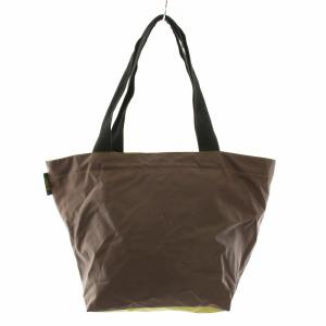 Hervé Chapelier トートバッグ ハンドバッグ 舟型 ナイロン 茶 ブラウン 黄緑 イエローグリーン 913N /YT