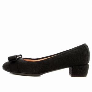 Salvatore Ferragamo ヴァラ パンプス キルティング ローヒール 5.5 黒 ブラック