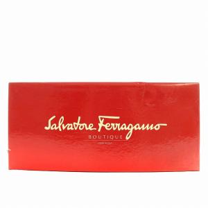 Salvatore Ferragamo ヴァラ パンプス クロコ型押し レザー ローヒール 6.5 茶 ブラウン
