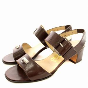 ガンチーニ サンダル レザー ストラップ 6 茶 ブラウン /G