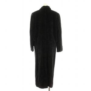 伊太利屋 488256 ロングコート ダブル アルパカ ウール混 9 黒 ブラック /KU
