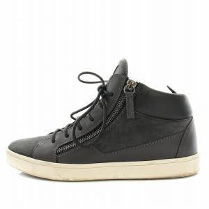 スニーカー シューズ ハイカット スエード 37 24.0cm 黒 ブラック 白 ホワイト /YT