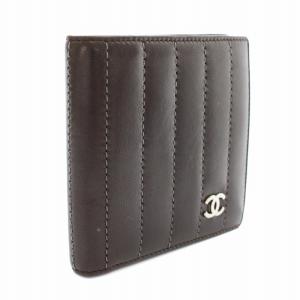 CHANEL マドモアゼル 財布 二つ折り 小銭入れ ココマーク 10番台 レザー 茶 ブラウン CH30042 /YT